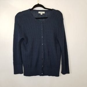 MERONA Navy Blue Cable Knit Cardigan Sweater